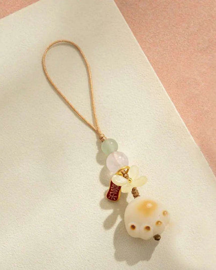 Bodhi Root Fortune Cat Paw Keychain - Traditional Chinese Lucky Amulet