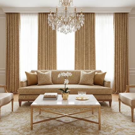 Luxury Floral Jacquard Eyelet Curtain – Tulle Sheer Panel