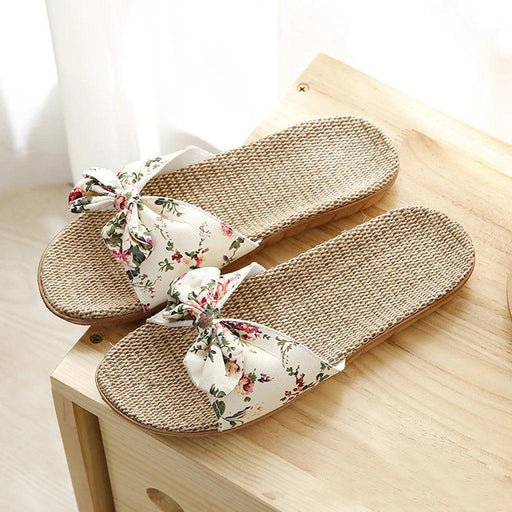 Bohemia Thread Pattern Linen Flip Flops: Fashionable Slip-On Sandals for Ladies