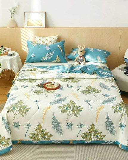 Dinosaur Delight Summer Quilt for Kids - Fun Floral Patterns for Boys' Room Decor