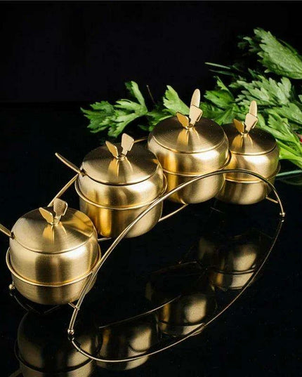 Sleek Stainless Steel Spice Organizer Set for a Contemporary Kitchen