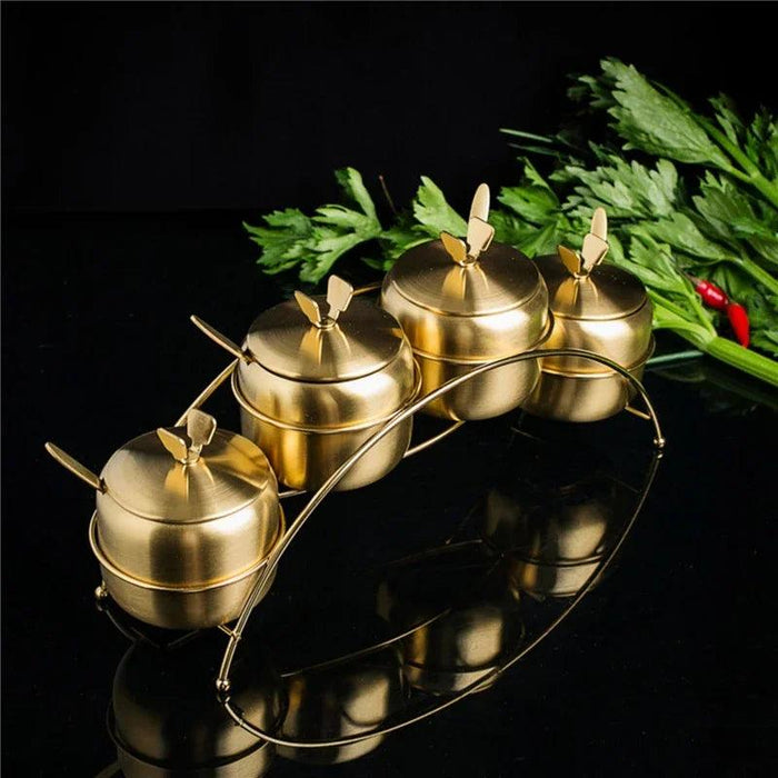 Sleek Stainless Steel Spice Organizer Set for a Contemporary Kitchen