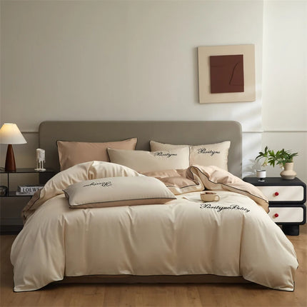 Monnom 100% Egyptian Cotton Duvet Cover Set - 3pcs, Soft & Durable