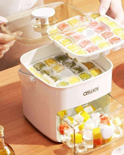 48-Cube Dual-Layer Ice Tray with Lid and Clips - Food-Grade Mold for Cocktails, Whiskey, and Desserts