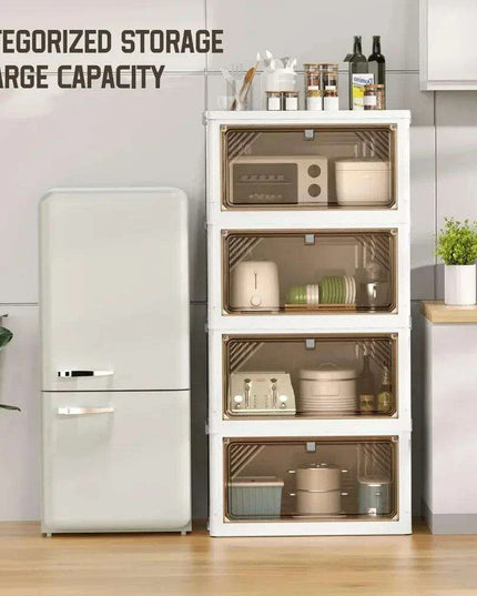 Clear-Front Stackable Storage Bins - 11.8 Gallon Foldable Space-Saving Set