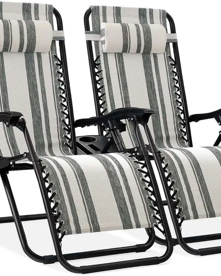 Luxury Zero Gravity Lounge Chairs Set with Accessories in Elegant Black