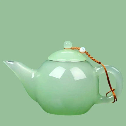 Sophisticated Jade Porcelain Glass Teapot Set with Stainless Steel Infuser - Ideal for Tea Aficionados