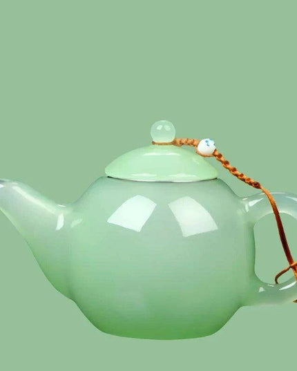 Sophisticated Jade Porcelain Glass Teapot Set with Stainless Steel Infuser - Ideal for Tea Aficionados