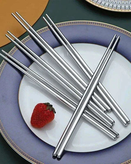 Elegant Non-Slip Stainless Steel Sushi Chopsticks Set for Asian Dining