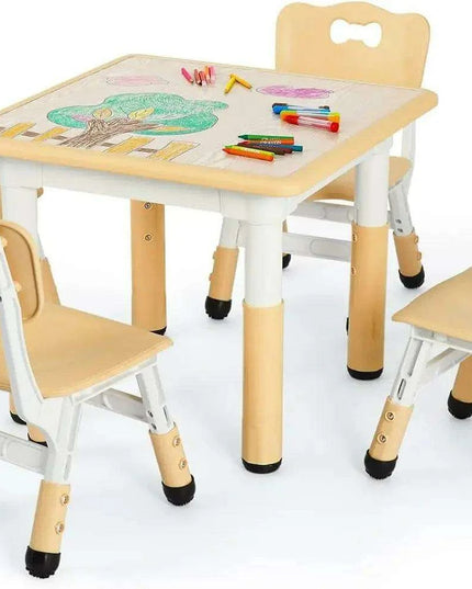 Creative Kids Adjustable Table and Chair Set with Interactive Graffiti Surface - Ideal for Ages 2-10
