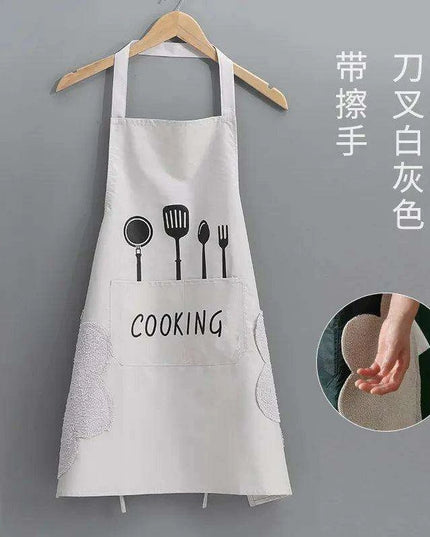 Chic Waterproof Apron for Culinary and Gardening Mastery - Adjustable Cotton-Linen Blend