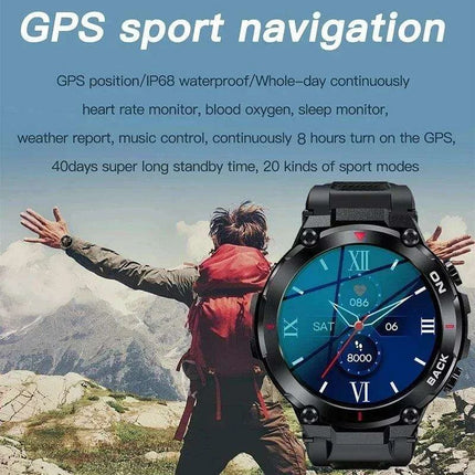 Men's Waterproof Fitness GPS Smartwatch with Advanced Health Monitoring and Long Battery Life