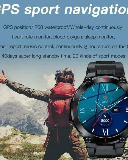 Men's Waterproof Fitness GPS Smartwatch with Advanced Health Monitoring and Long Battery Life