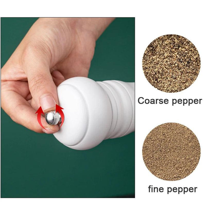 Adjustable Ceramic Salt and Pepper Grinder with Ecofriendly Wood - 8-Inch