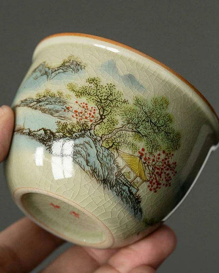 Elegant Landscape Ceramic Tea Cup for Traditional Kung Fu Tea Ceremony