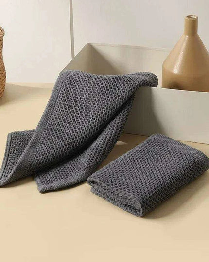 Luxurious Honeycomb Cotton Hand Towels - 2-Pack Absorbent Kitchen Essentials