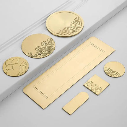 Brass Decorative Furniture Inlay Sheet — Hollow Carved Golden Panel, Sold as 1 or 2 Pieces