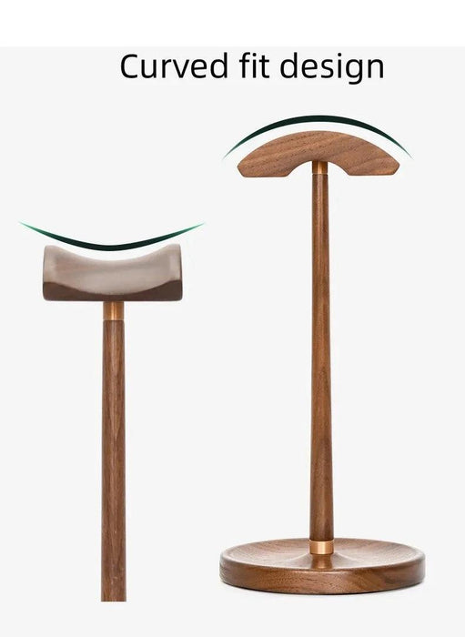 Elegant Walnut and Copper Earphone Stand - Chic Organizer for a Refined Workspace
