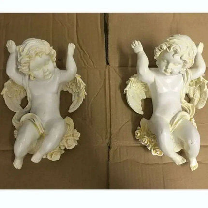 Charming Beige Angelic Resin LED Wall Light - Stylish E27 Home Illumination Fixture