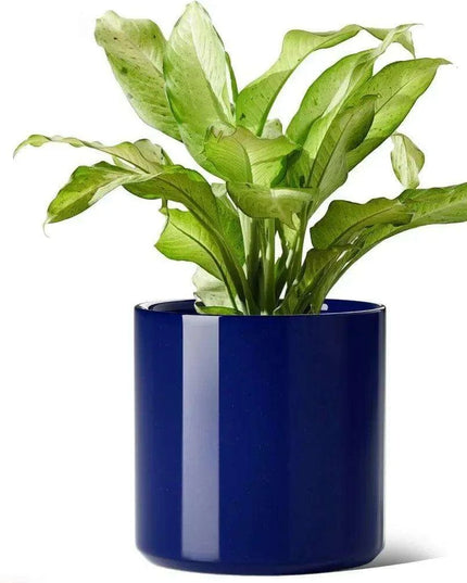 Elegant 12-Inch Blue Ceramic Planter with Enhanced Drainage System