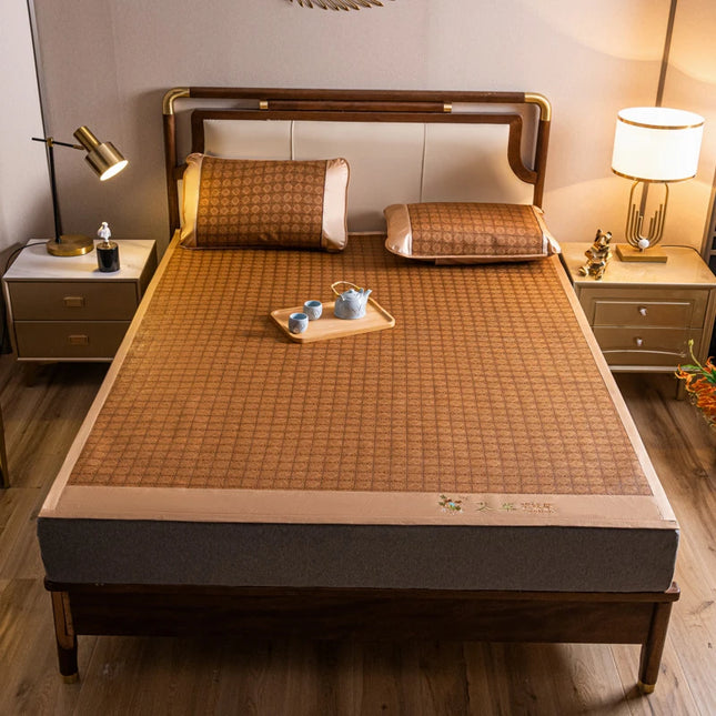 Ice Rattan Cooling Bed Mat | Breathable Natural Fibre Summer Mattress Cover