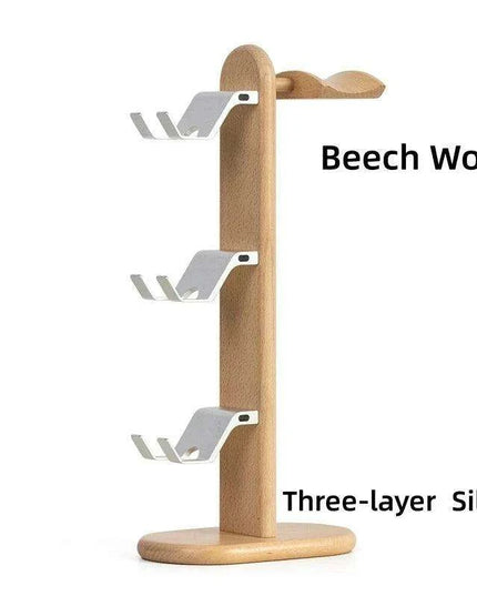 Elegant Walnut Gaming Controller Dock with Headphone Holder