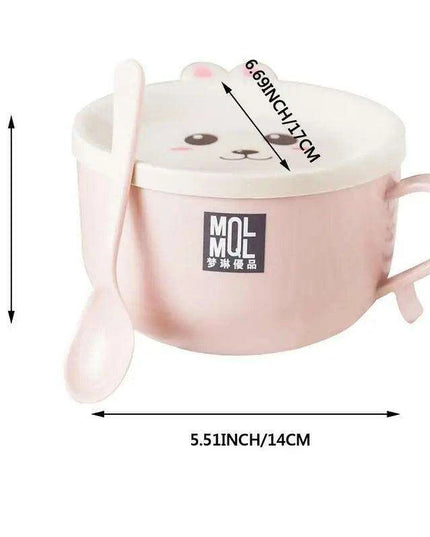 Adorable Double-Layer Noodle Bowl with Playful Rabbit Design - A Must-Have for Fun Dining Experiences!