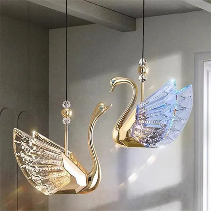 Nordic Creative Acrylic Swan LED Hanging Chandelier Study Bedroom Livi