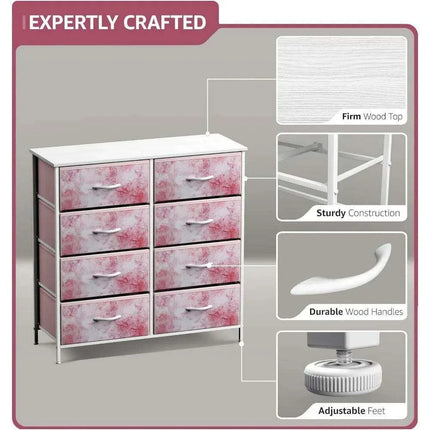 Chic 8-Drawer Storage Chest - Versatile Organizer for Bedroom and Hallway