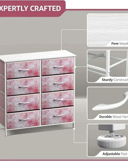 Chic 8-Drawer Storage Chest - Versatile Organizer for Bedroom and Hallway
