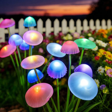 Solar LED Jellyfish Mushroom Garden Stake Lights – IP65, Warm White or RGB