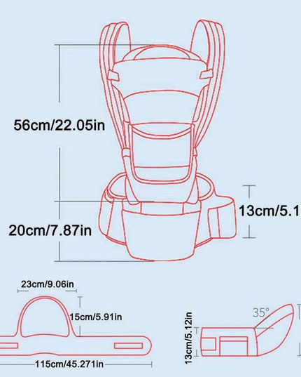 Multifunctional Ergonomic Baby Carrier with Hipseat and Kangaroo Wrap for Infants and Toddlers