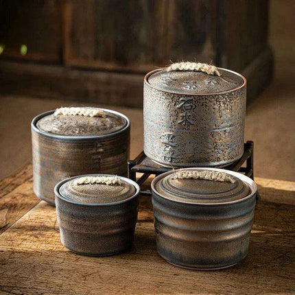 Elegant Vintage Gilt Ceramic Tea Pot - Artistic Storage Solution and Stylish Home Accent