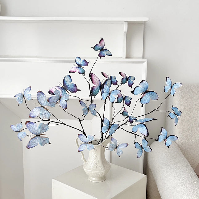 27.6" Faux Butterfly Flower Arrangement with Dried Branches
