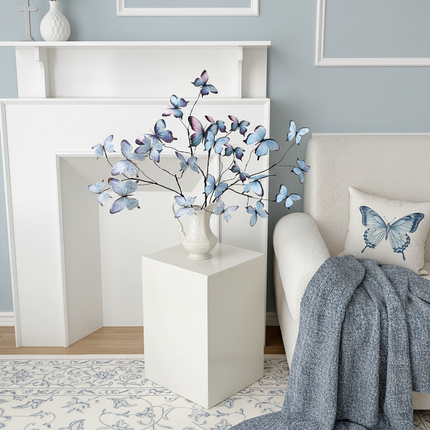 27.6" Faux Butterfly Flower Arrangement with Dried Branches
