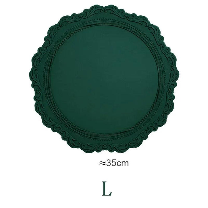 Embossed Elliptic Flower Silicone Placemat Set for Elegant Table Decor