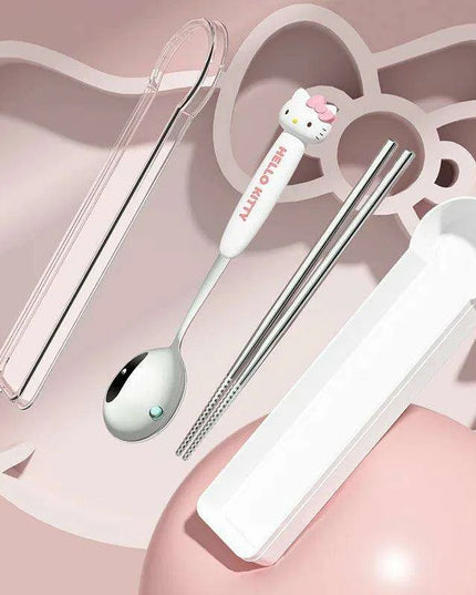 Whimsical Hello Kitty and Cinnamoroll Stainless Steel Kids' Dining Set