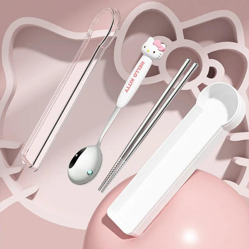 Whimsical Hello Kitty and Cinnamoroll Stainless Steel Kids' Dining Set