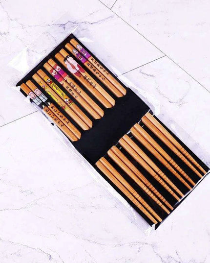 Eco-Friendly Bamboo Chopsticks Set - 5 Pairs for Sushi and Asian Delicacies