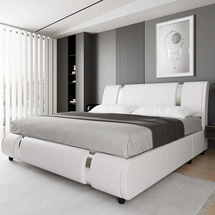 Modern Adjustable Curved Headboard Stainless Steel Bed Frame