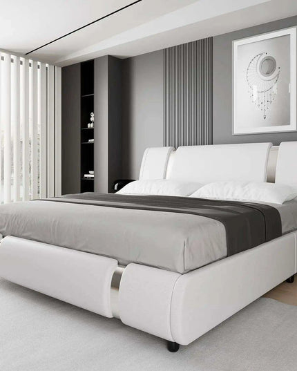 Modern Adjustable Curved Headboard Stainless Steel Bed Frame