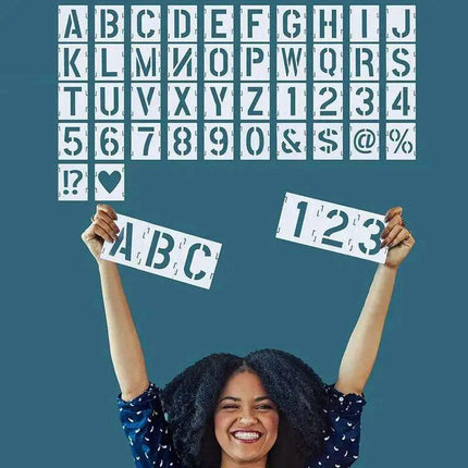 Versatile 42-Piece Interlocking Alphabet and Number Stencil Set for Creative DIY Art on Any Surface