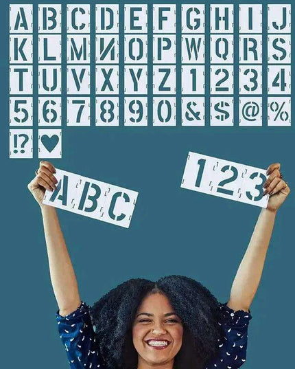 Versatile 42-Piece Interlocking Alphabet and Number Stencil Set for Creative DIY Art on Any Surface