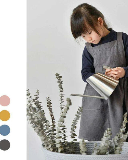 Stylish Kids' Linen Cooking and Craft Apron with Front Pocket - Perfect for Ages 3-10