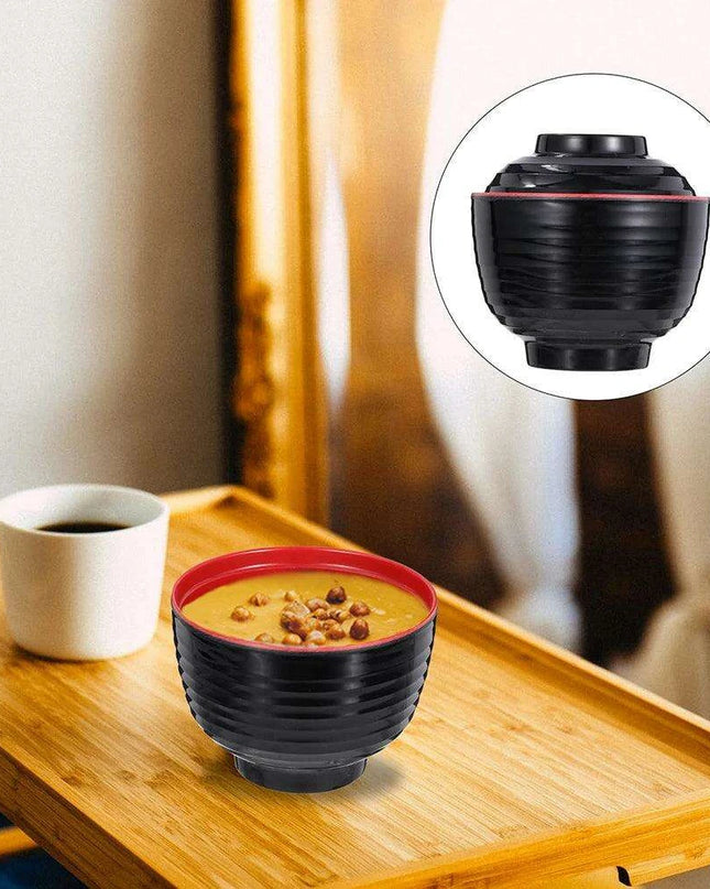 Set of 3 Elegant Japanese Soup Bowls with Lids for Miso and Hot Pot Dining