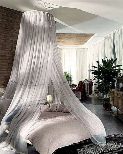 Chic Grey Lace Mosquito Net Canopy - Enchanting Sleep Sanctuary for Insect-Free Dreams