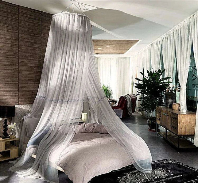 Chic Grey Lace Mosquito Net Canopy - Enchanting Sleep Sanctuary for Insect-Free Dreams