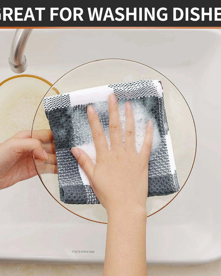 Elegant Cotton Waffle Weave Kitchen Towel and Scrubbing Pad Collection