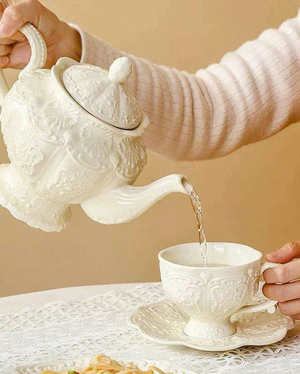 Elegant Palace Relief Ceramic Tea and Coffee Collection for Discerning Connoisseurs