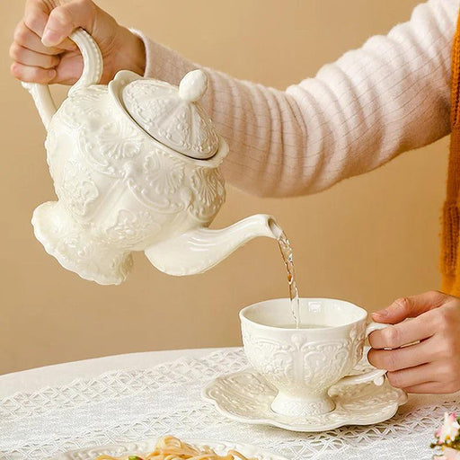 Elegant Palace Relief Ceramic Tea and Coffee Collection for Discerning Connoisseurs